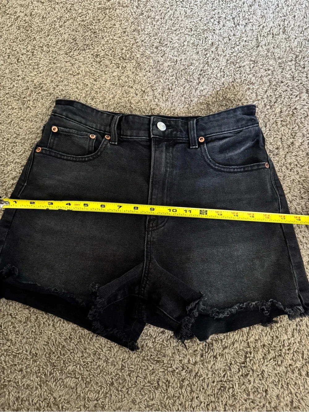 American Eagle Outfitters Stretch Black High Rise Shorts Denim Cutoff Size 4